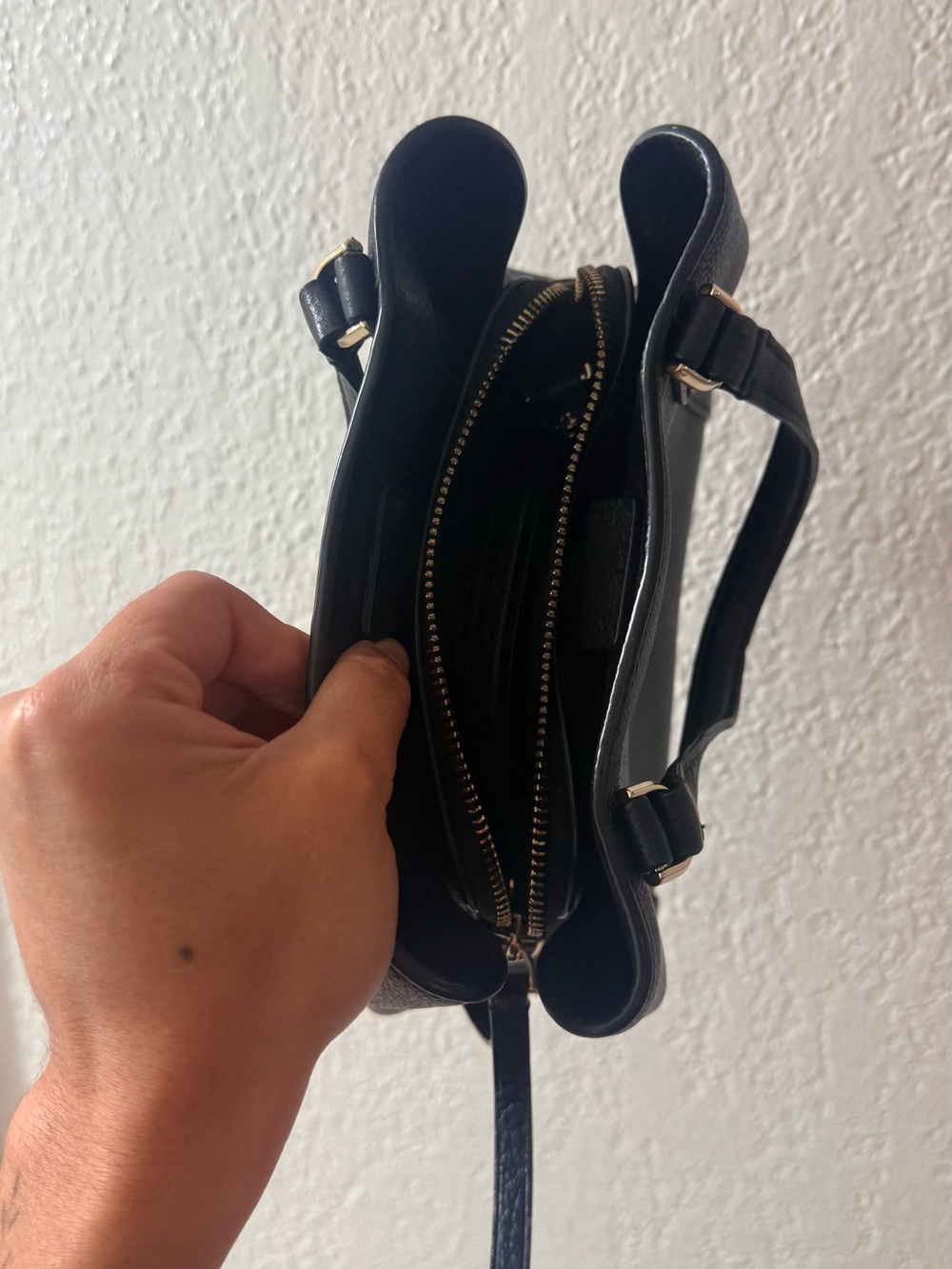 kate spade MINI Black Pebble Leather Satchel with Gold Accents - Picture 3 of 9